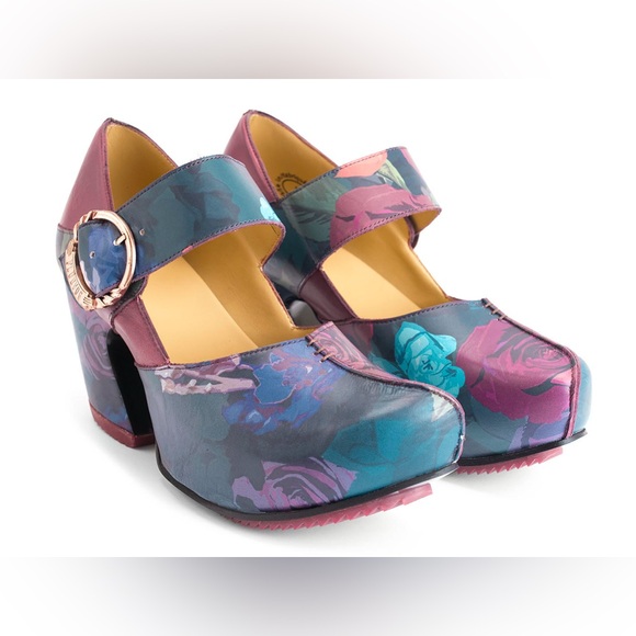 John Fluevog Prepare Leader Platform Mary Jane Heels Floral Size 6 - Picture 2 of 16